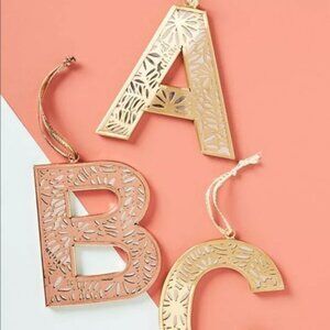New Anthropologie Cut Out Metal Letter Ornament  4 x 2.75 "